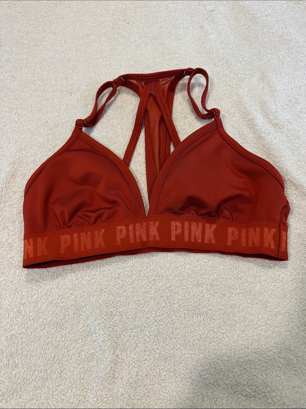 PINK Victoria's Secret Strappy Sports Bralette in Red size small